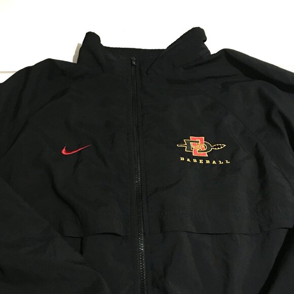 San Diego State University SDSU Nike Mens 2XL Windbreaker Jacket Full Zip Black - Picture 2 of 10
